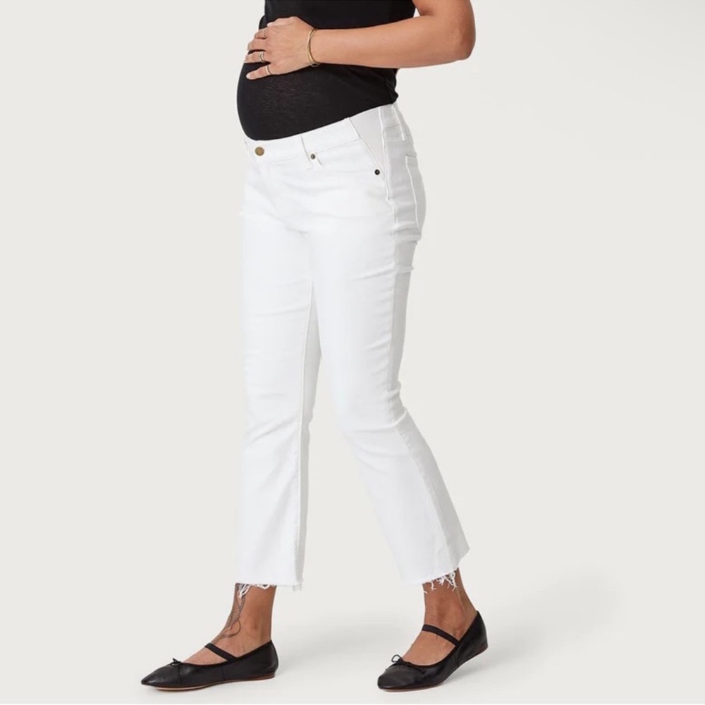 Hatch White Cropped Maternity Jeans